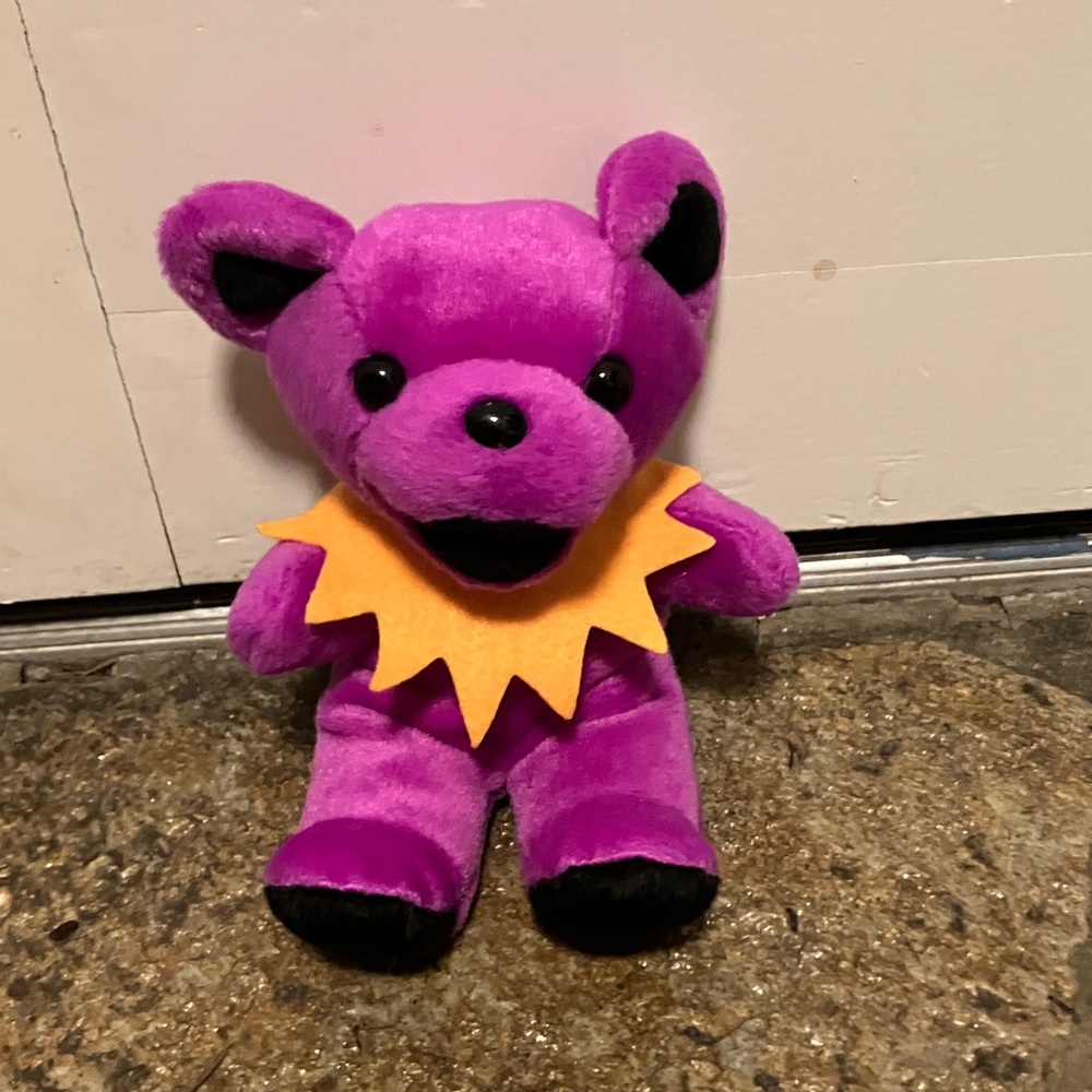 Purple and Black Plush Bear Toy
